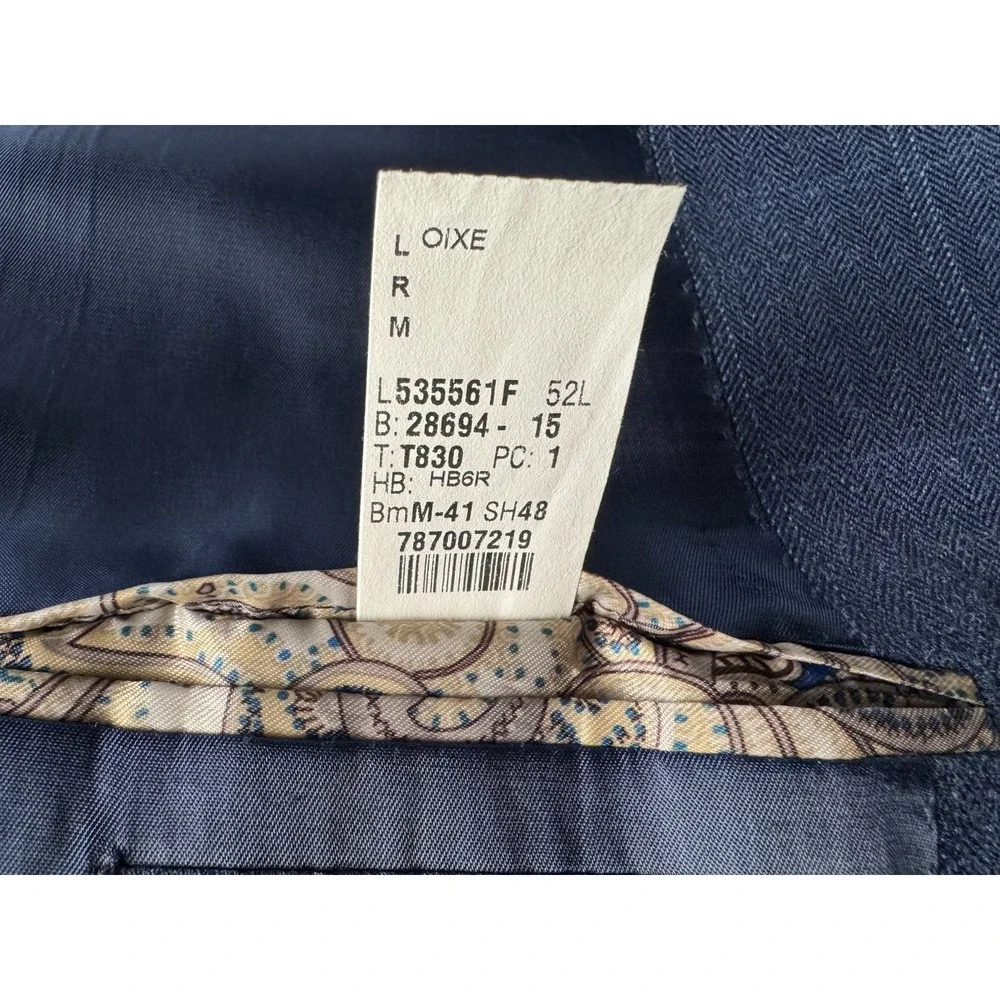 Ralph‎ Lauren Silk Wool Blazer Mens 52L Plaid Lined 2-Button Double-Vented Blue